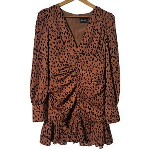DO+BE Brown Animal Print Long Sleeve Mini Dress Size Medium